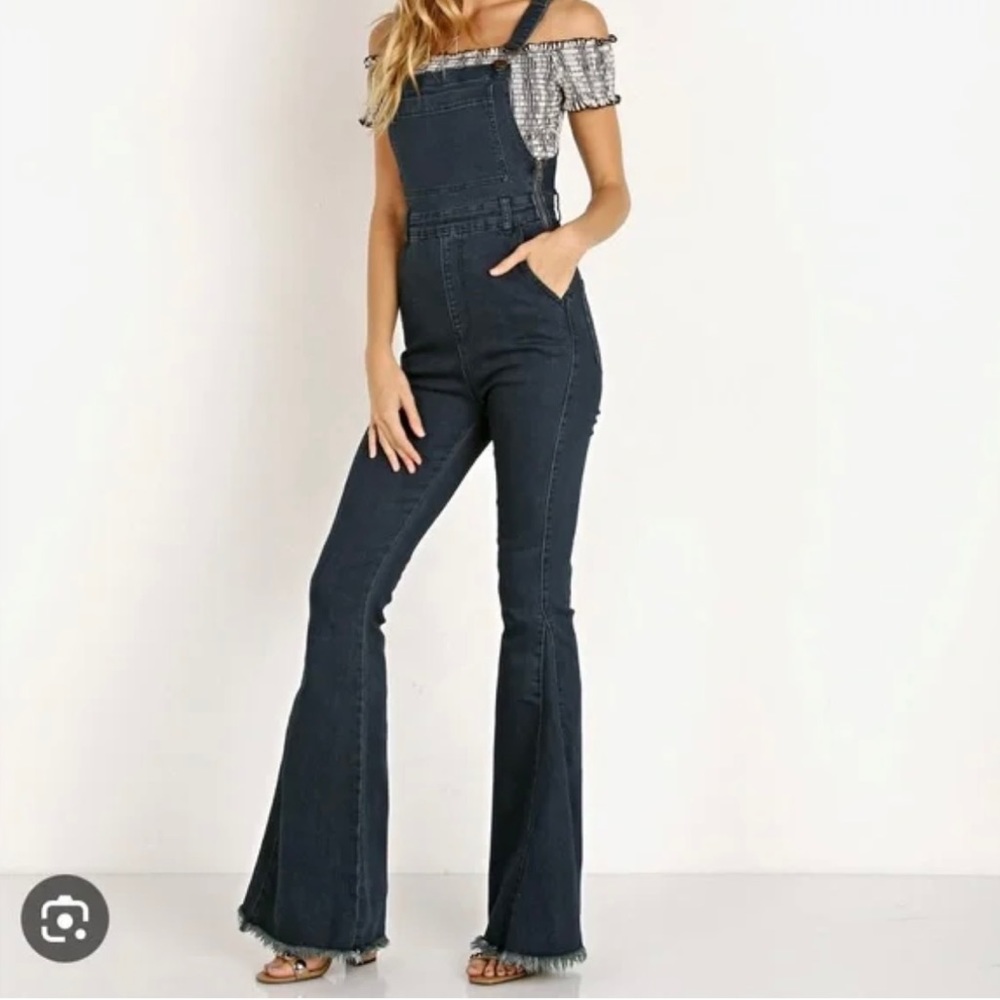 Show Me Your Mumu dark wash denim Berkeley Bells overalls size small